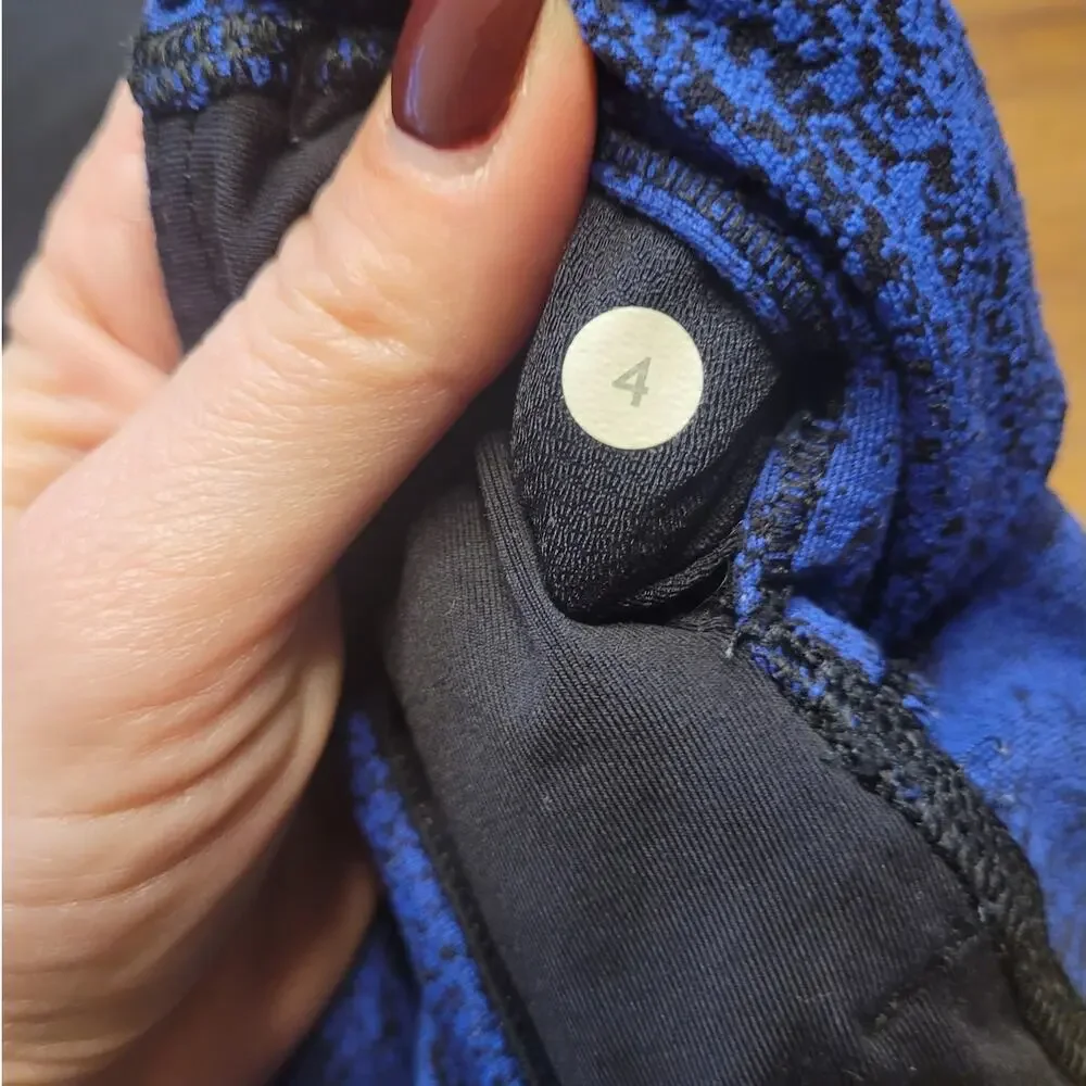 Lululemon Rush Hour 21 Crop Leggings Sapphire Blue Black Spray Jacquard Mesh 4